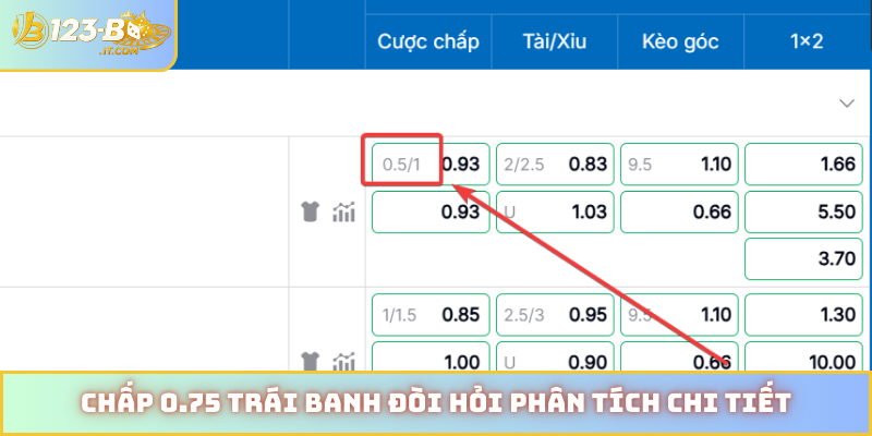 Chấp 0.75 trái banh đòi hỏi phân tích chi tiết