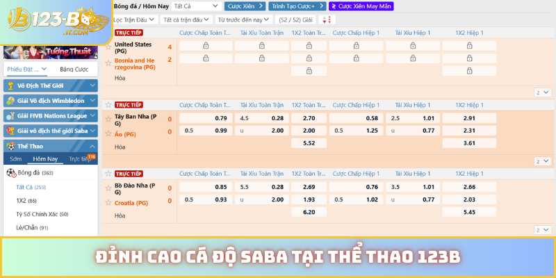 Đỉnh cao cá độ Saba tại thể thao 123B