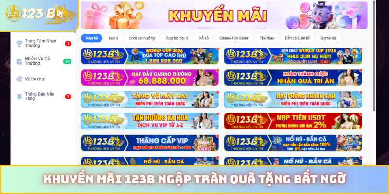 Khuyến mãi 123B ngập tràn quà tặng bất ngờ
