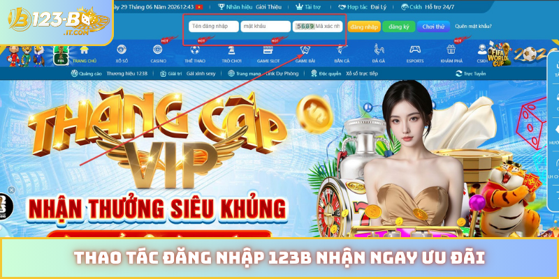 Thao tác đăng nhập 123B nhận ngay ưu đãi