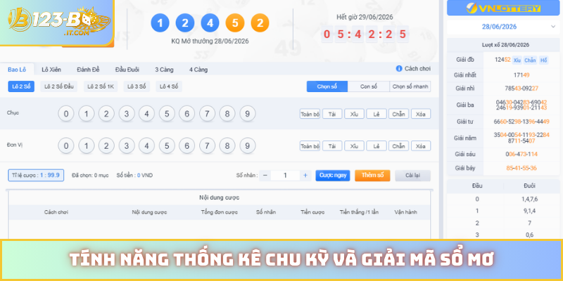 Tính năng thống kê chu kỳ và giải mã sổ mơ